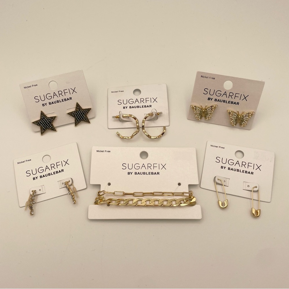 Set of 6 Sugar Fix Bauble Bar Gold Tone Jewelry Lot NWOT